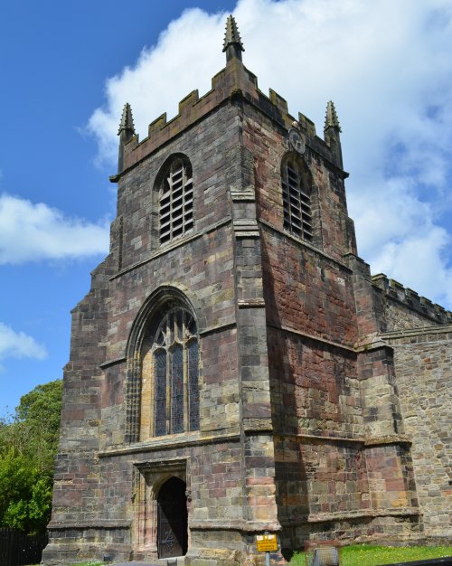 tower and west entrance of Saint Deiniol's Cathedral, Bangor, North Wales