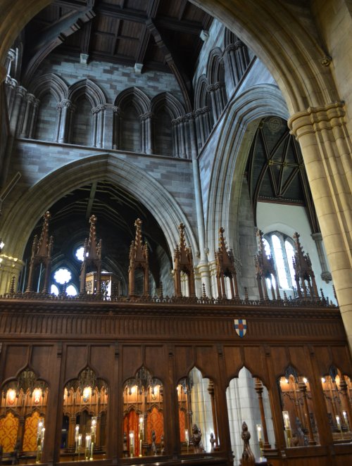 The Crossing under the central eastern tower of Saint Deiniol's Cathedral, Bangor, North Wales