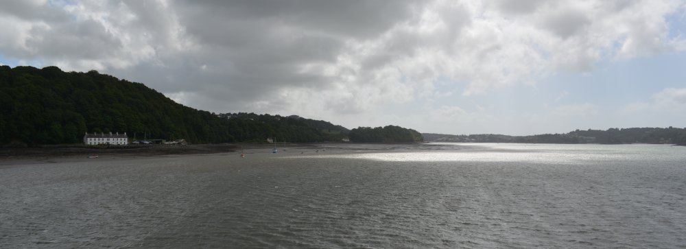 Looking east along the Menai Straits from the Bangor Garth Pier, North Wales, UK, Great Britain