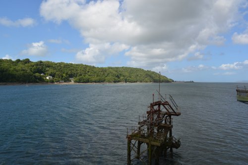 Remnants of the mooring pontoon position for past tourist steamers of the Bangor Garth Pier, North Wales, UK, Great Britain