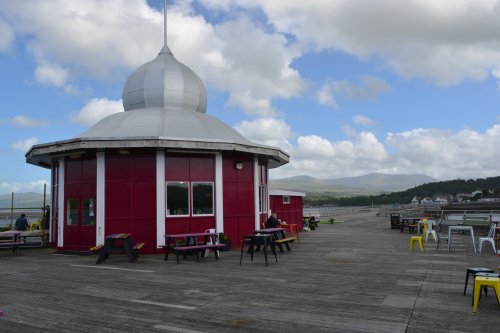 The cafe at the end of the Bangor Garth Pier, North Wales, UK, Great Britain