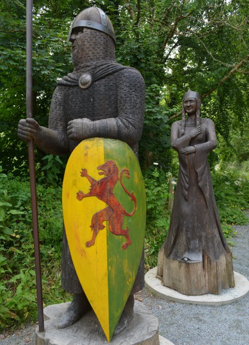 Near one of the footpaths leading into the Colclough Walled Garden is a sculpture of William Marshall and his beloved wife Isabel de Clare Colclough Walled Garden, Tintern, Co. Wexford 
