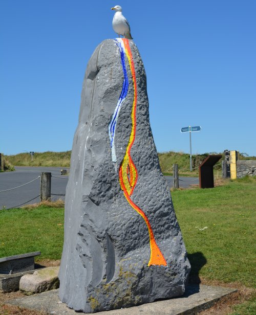 Just to the west of Boatstrand is the Copper Coast Geopark 'Fire and Water' sculpture by Colette O'Brien  Copper Coast Drive, Co. Waterford, Ireland
