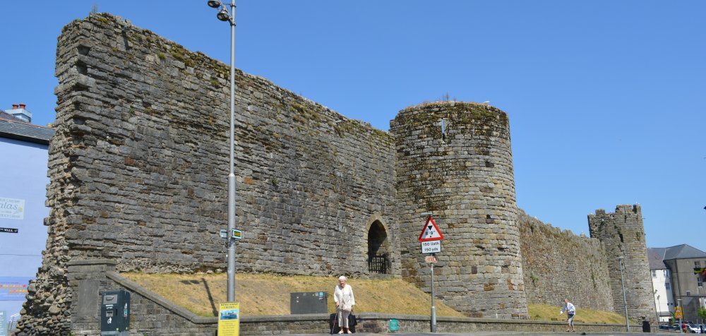 Part of the medieval wall system near Castle Square  Caernarfon, North Wales