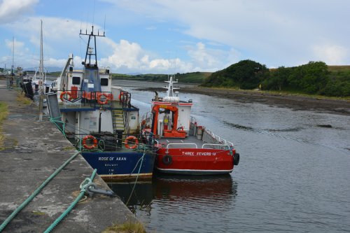 Tourist and fishing boats moored in Westport Port Westport Pier, Co. Mayo, Ireland