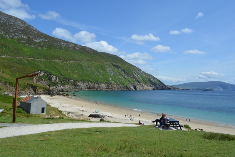 The film 'The Banshees of Inisherin' was filmed at Keem Beach on Achill Island, including the house above Keem b Keem Beach, Achill Island, Co. Mayo, Ireland