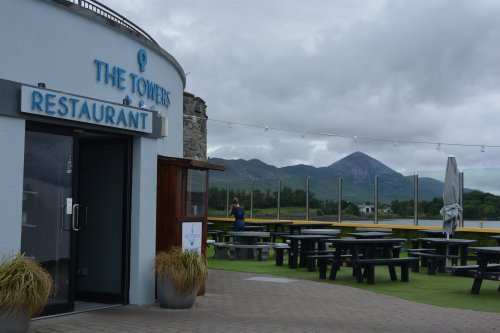 Great views of Croagh Patrick from the Towers Restaurant Westport Port Pier, Co. Mayo, Ireland