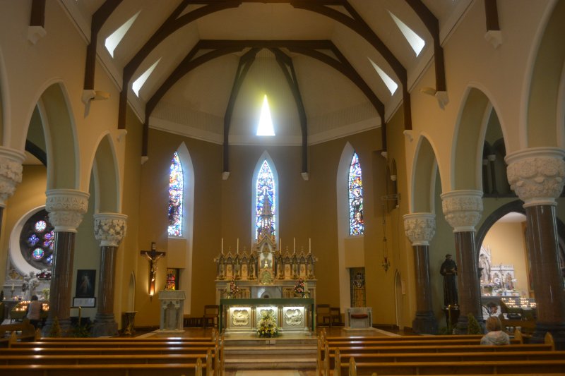 The altar and east window of the Franciscan Friary Church Ennis, Co. Clare, West of Ireland