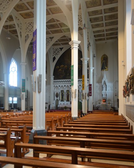 A general view of the internal architecture (aisles and arches) of Ennis Cathedral of Saints Peter & Paul Ennis, Co. Clare, West of Ireland