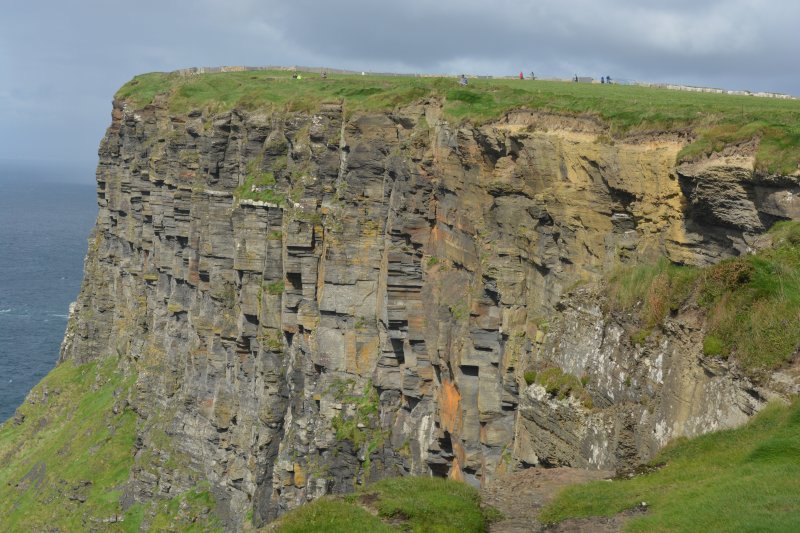 A good view of all the layers of sedimentary rocks ofwhich the Cliffs of Moher are composed Co. Clare, Wild Atlantic Way, West of Ireland Coast