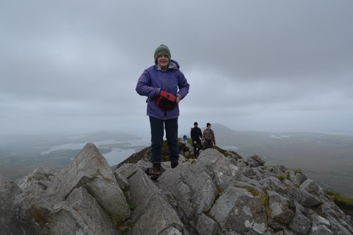 At last the summit of Diamond Mountain is reached Connemra National Park Centre, Co. Galway, Ireland