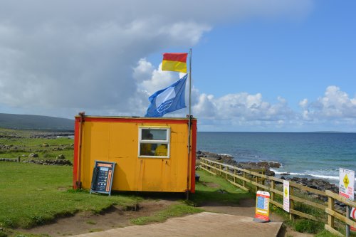 Life guard and surfing centre for Fanore Beach scenic drive R477 road from Doolin to Ballyvaughan via Fanore, The Burren, Murrooghtoohy, Co. Clare, Ireland