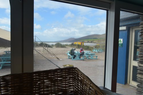 Cafe and car parking on Inch Beach, Dingle Peninsula, Co. Kerry, Ireland