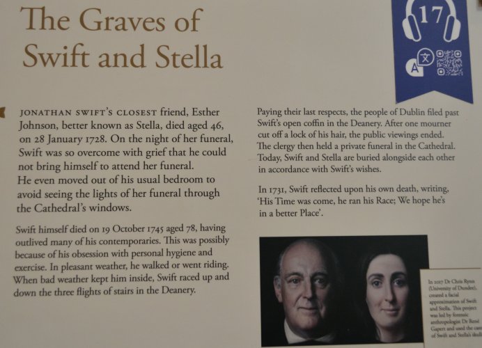 The graves of Jonathan Swifts and Stella (Esther Johnson) in St Patrick's Cathedral, Dublin, Ireland