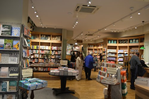 The interior of Hodges Figgis bookshop booksellers, Grafton Street, Dublin