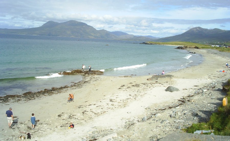 8. Renvyle Beach, Connemara, Co. Galway, Mweel Rea and Maumturk Mountains as a backdrop! Selected Scenic Views of Holidays in the West of Ireland