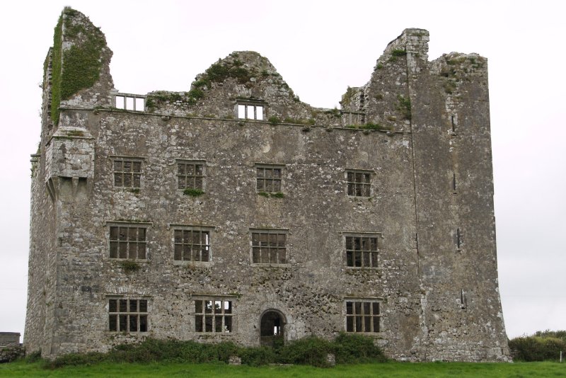 40. Leamaneh Castle near Kilfenora, The Burren, County Clare, Ireland. A later, once fine splendid house of ~1640, was built on to the older right-hand 15th century O'Brien fortified tower house.