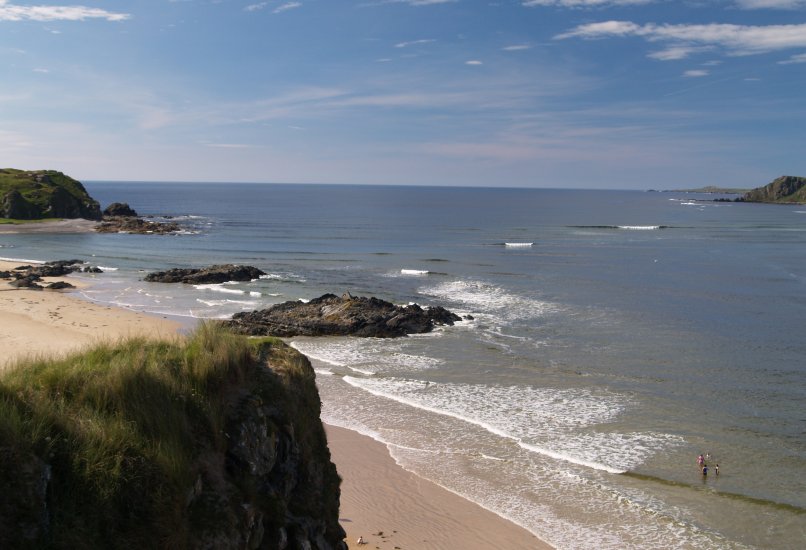 144. Looking across Trawbreaga Bay to the Five Fingers Head on the right from one of the best beaches and lovely waves on Doagh Island (Doagh Isle), Inishowen Peninsula, Co. Donegal, Ireland.
