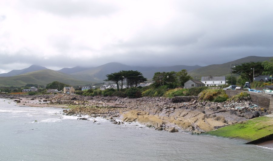 58. The cloudy Brandon Mountain range viewed from Brandon pier, Brandon Village, The Dingle Peninsular, County Kerry, West of Ireland, Selected scenic views from holidays in Ireland