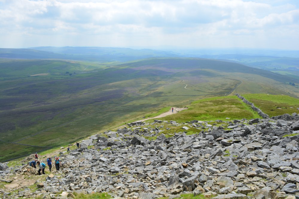 Looking south from the slopes Pen-y-ghent Climbing Pen-y-ghent, walk from Horton-in-Ribblesdale