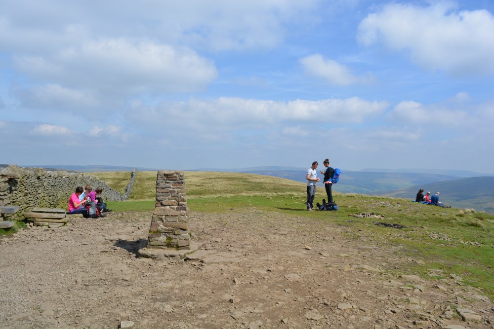 trig point on the summit of Pen-y-ghent- fine views all round Climbing Pen-y-ghent, walk from Horton-in-Ribblesdale