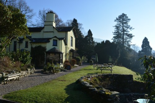Lancrigg Hotel, Grasmere, circular walk on hills high above Easedale Tarn, Cumbria, England