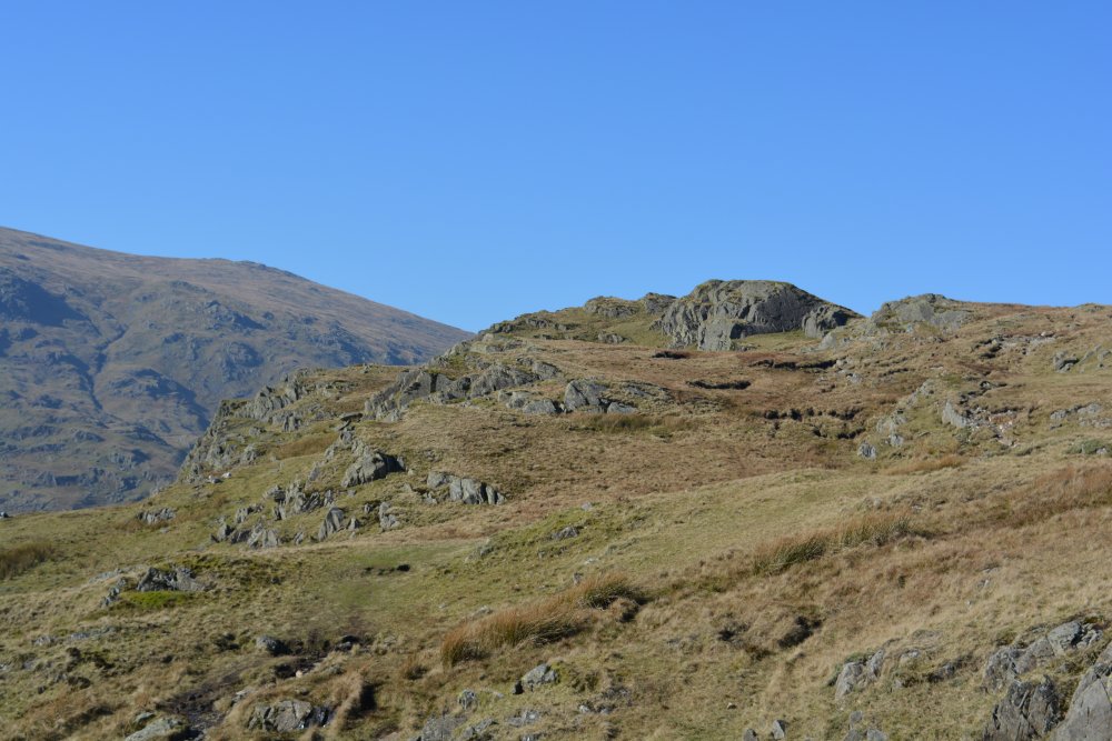 circular walk on hills high above Easedale Tarn, Cumbria, England