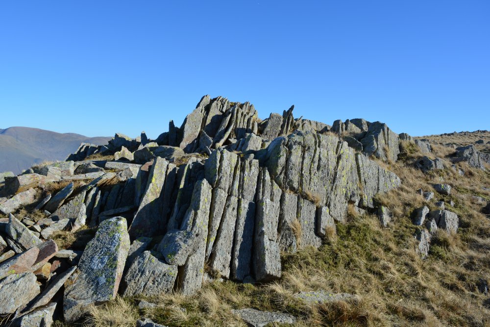 circular walk on hills high above Easedale Tarn, Cumbria, England