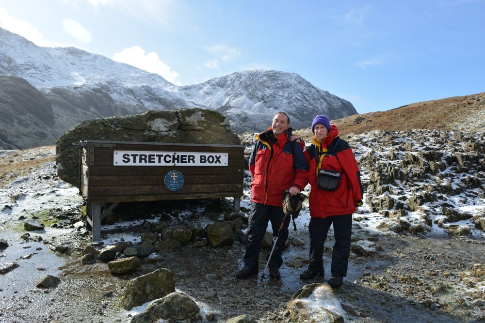  stretcher box at Sty Head at the very head of upper Wasdale walk from upper Wasdale Head to Sty Head Tarn stunning views