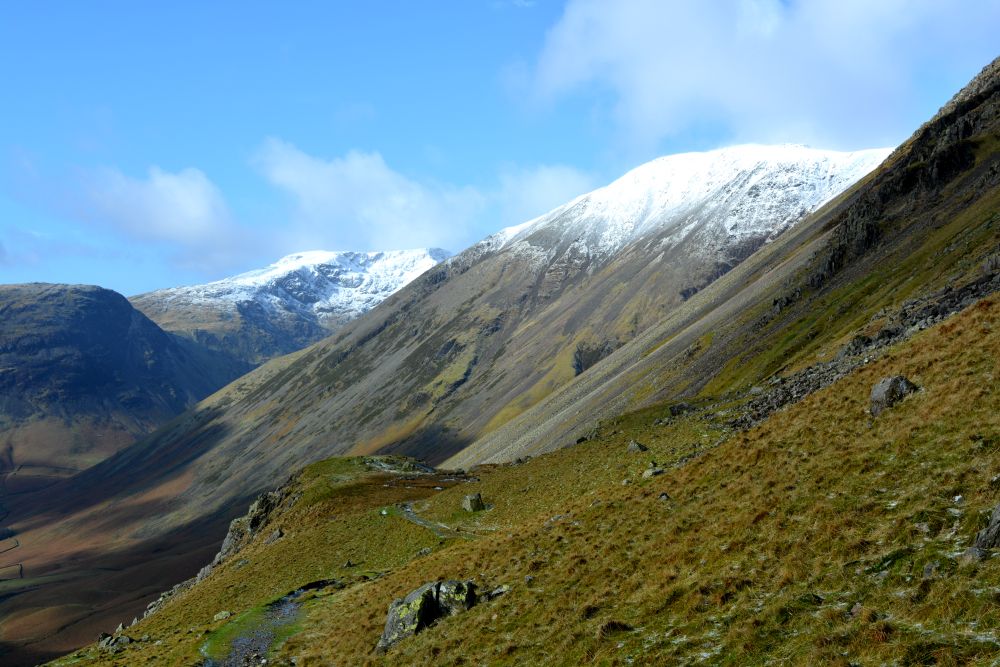 walk from upper Wasdale Head to Sty Head Tarn stunning views