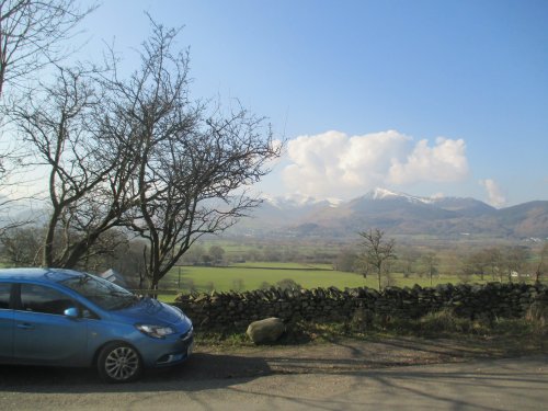 car parking Climbing Skiddaw from Millbeck, Cumbria, Lake District National Park, England