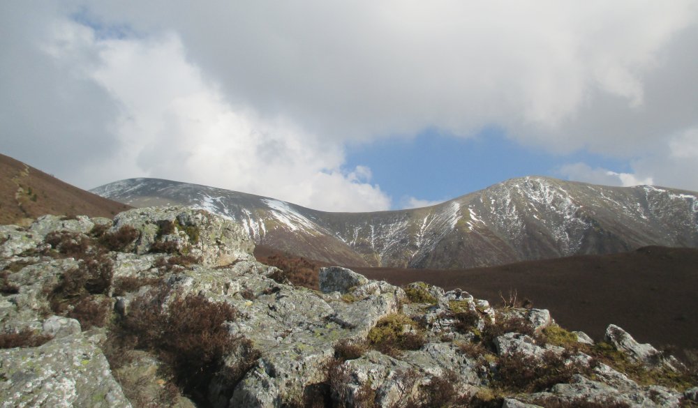 View of Skiddaw and Little Man from Carl Side Climbing Skiddaw from Millbeck, Cumbria, Lake District National Park, England