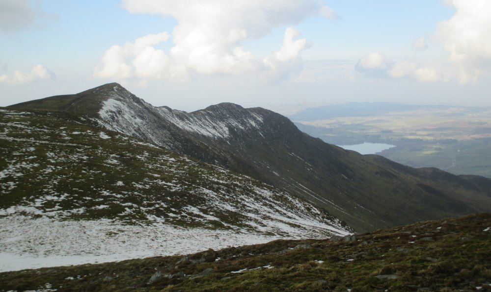 Longside Edge and Ullock Pike on the western section of the Allerdale Ramble Climbing Skiddaw from Millbeck, Cumbria, Lake District National Park, England