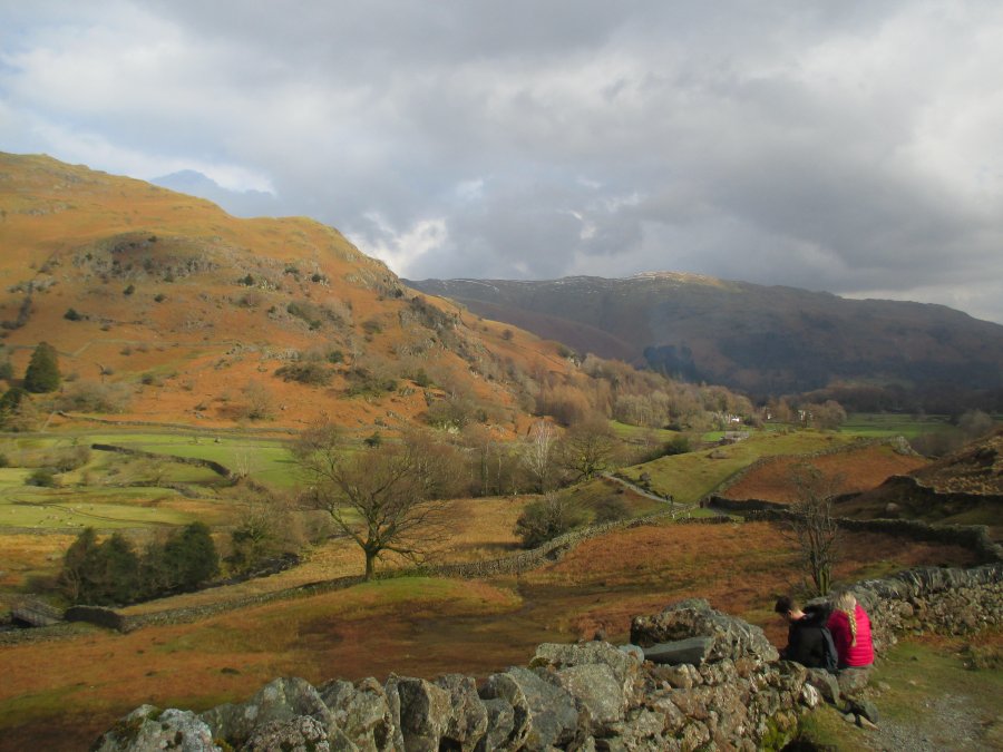 Winter walking Grasmere to Easedale Tarn walk, Cumbria, Lake District National Park, England