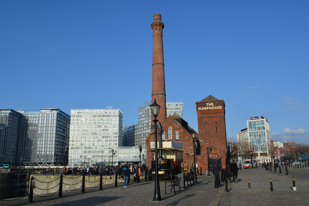 The Pumphouse (now a pub) was once the Albert Hydraulic Power Centre, built in 1878 to provide high pressure water for hydraulic dock gates, bridges, lifts and cranes. Hydraulic systems were introduced to the Liverpool dock system by Jesse Hartley, inspired by the William Armstrong's hydraulic crane at Newcastle upon Tyne in 1847. Liverpool's historic docks England