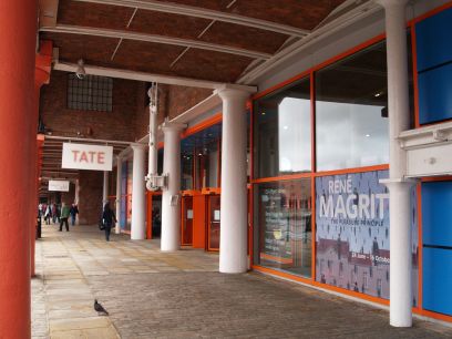 The entrance to the Tate Modern Art Gallery Liverpool's historic Albert docks