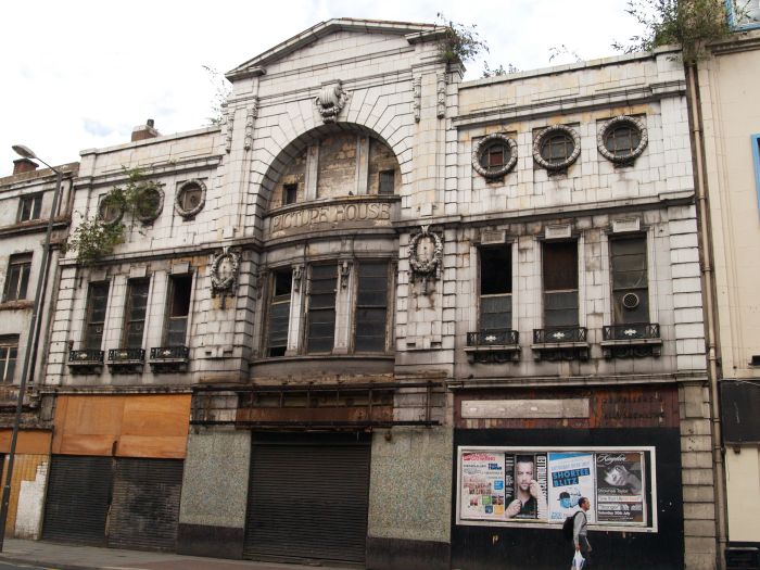 The old dilapidated 'FUTURIST PICTURE HOUSE' on Lime Street, Liverpool