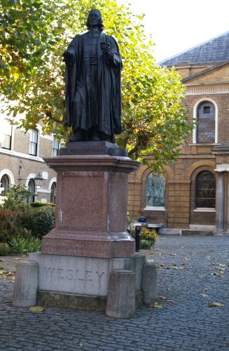 The statue to John Wesley, one of the founding fathers of the Methodist Church - The World is my Parish - Scenes of London Town and City, England