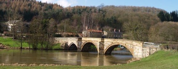 The bridge over the River Derwent to Kirkham Priory when you turn down of the busy Malton-York A64 road.