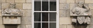 A couple of 'funny' head carvings on the front of the Manor farmhouse (from the priory no doubt?).
