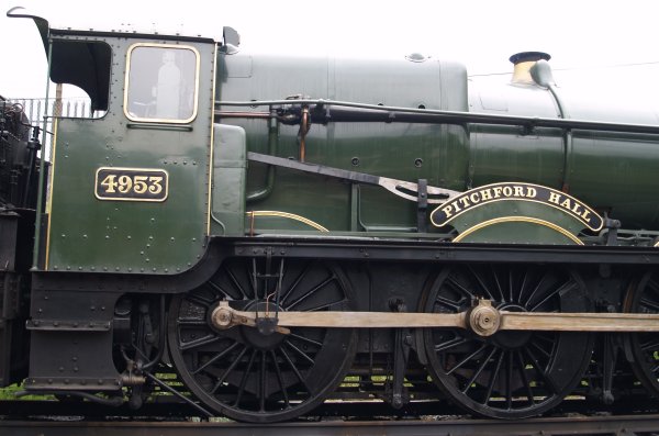 Ex Great Western Railway and British Railways 4953 Pitchford Hall (GWR 4-6-0 4900  Hall Class locomotive, Power Class D 5MT Mixed Traffic loco, built at Swindon Works in 1929) - The Great Central Railway, England, English Midlands