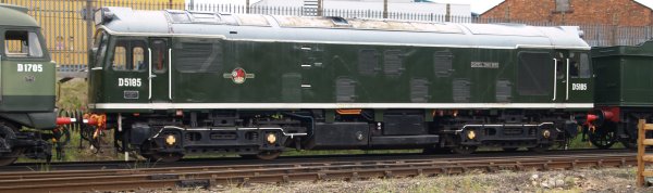Ex British Railways D5185 (D 5185). This a BR Silzer type 2 diesel-electric locomotive named these days as Castell Dinas Bran. Built at Darlington Works in 1963, later named as Bo-Bo Type 25 25035. - The Great Central Railway, England, English Midlands