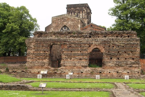 The Jewry Wall archaeological site, part of the remains of the Roman public baths built between AD 145 and AD 170