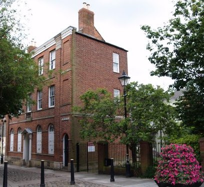 Roger Wygston's House showing the 18th century brick facade.