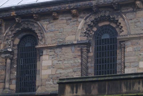 More details of the rich carving of the stonework on the north wall of St Mary de Castro Church