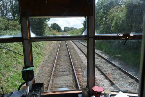 View from down the track from cab of Derby Lightweight DMU unit M79900