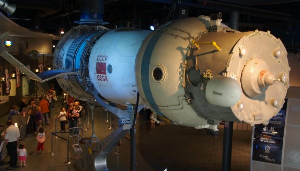 The Russian Soyuz space capsule greets you at the entrance! - The National Space Centre, Leicester, England, English Midlands