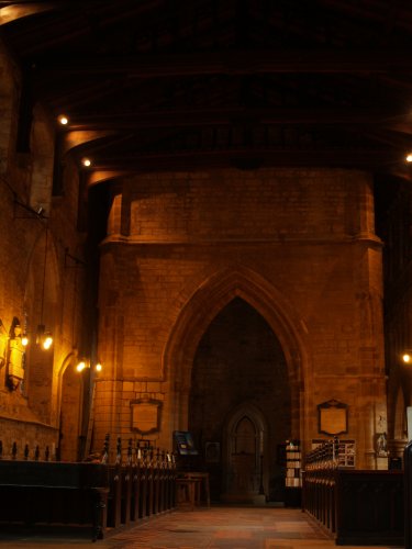The base of the 'internal tower. The internal architecture of St Mary de Castro Church, City of Leicester, England, English Midlands