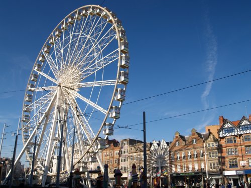 The 'Big Wheel' of the 'Nottingham Eye' in Market Square, Nottingham City centre. - City of Nottingham, England, English Midlands