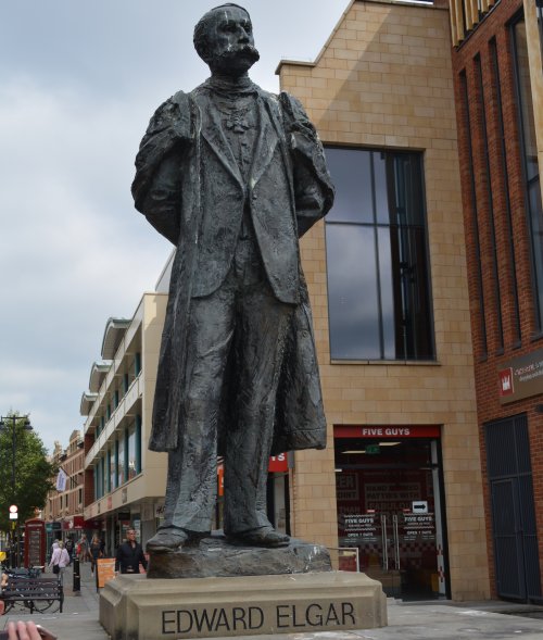 statue to the famous composer Edward Elgar near Worcester Cathedral England
